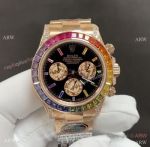 Noob V13 Swiss Copy Rolex Cosmo Daytona Rose Gold Rainbow with Baguette Diamonds